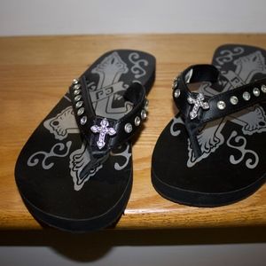 Hannah Black Cowgirl Jewels Flip Flops
